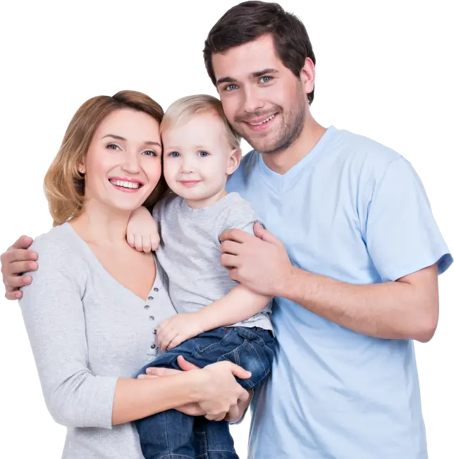 Parents holding their young child